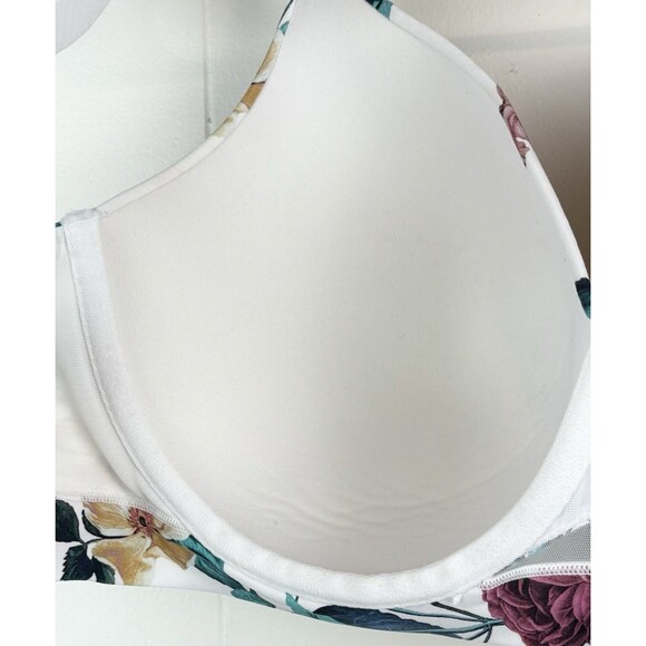 Cacique Full Coverage Underwire White Floral Flower Bra Adjustable, Plus 42DD - Picture 11 of 12